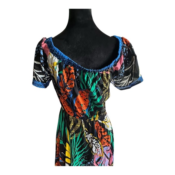Flying Tomato Off-the-Shoulder Ruffle High-Low Tropical Print Dress – Size M - Picture 8 of 15